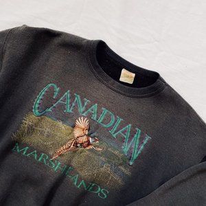 Vintage Canadian Marshlands Duck Graphic Crewneck Sweater